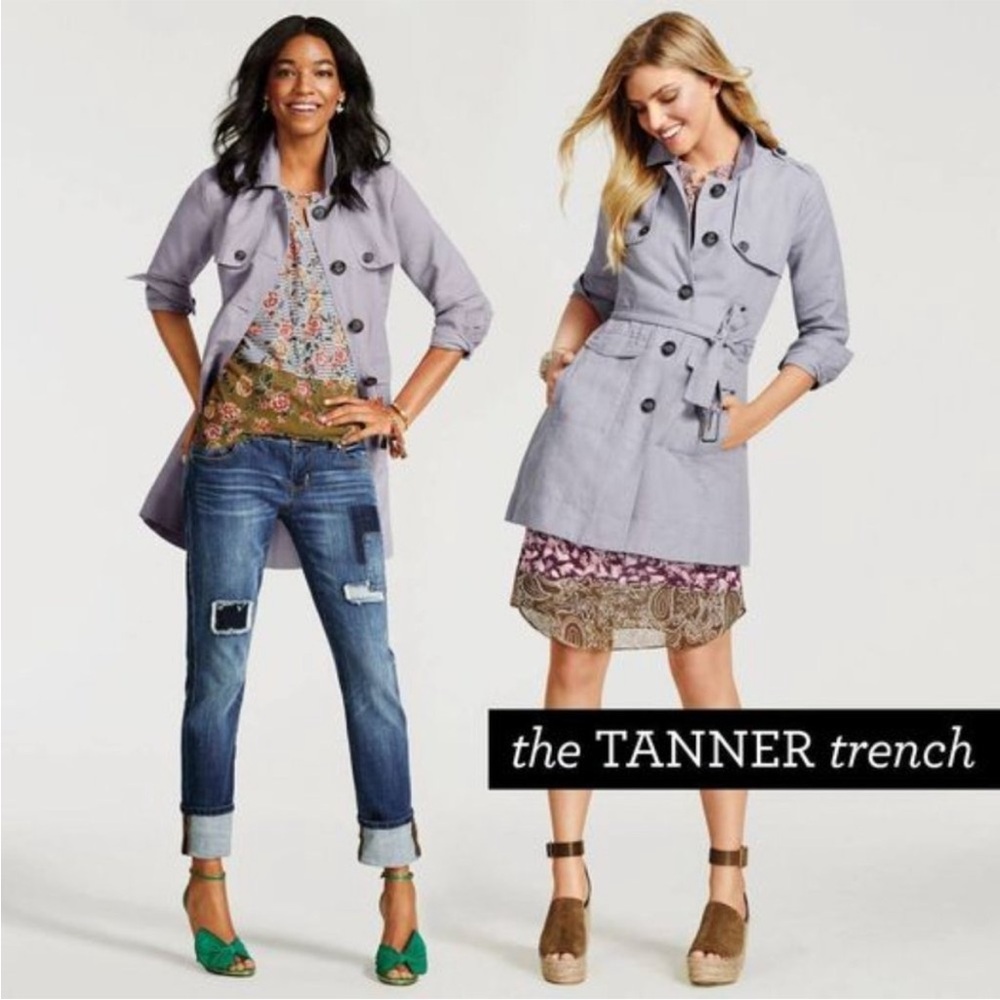Cabi Women's blue linen Trench Coat S